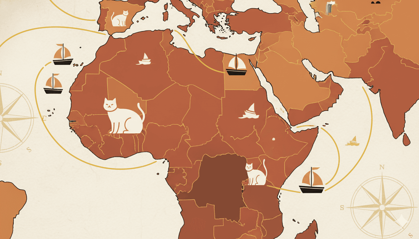 ancient cat migration map North Africa Europe history illustration